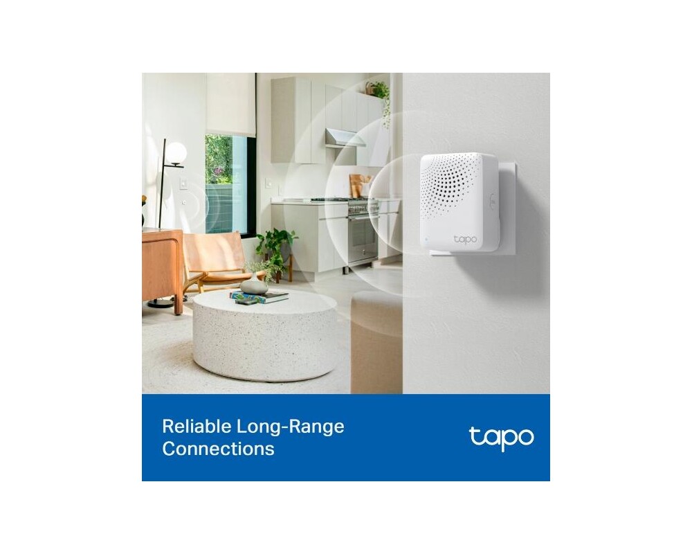 Цифрова IP камера TP LINK интелигентен хъб със звънец H100, аларма, координира се с интелиг. сензори Tapo, свързва до 64 интелиг. у-ва, звънец, Wi-Fi 4