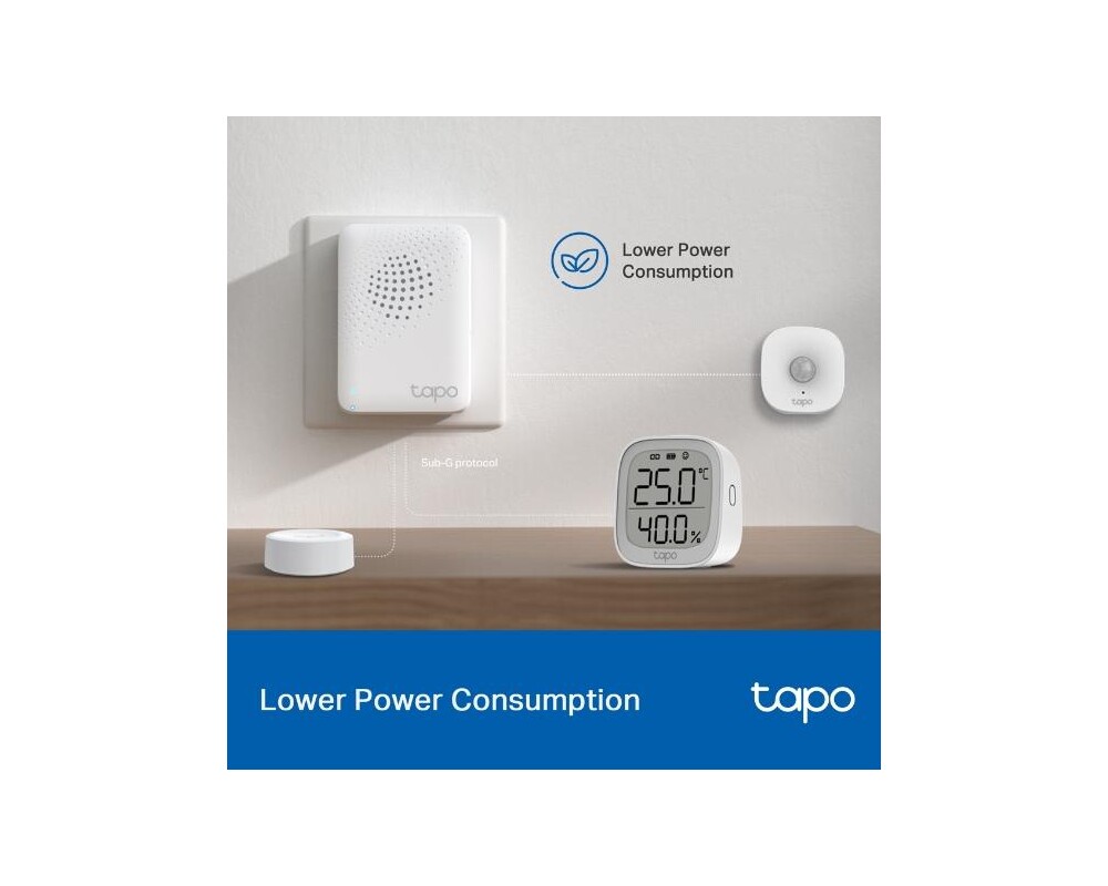 Цифрова IP камера TP LINK интелигентен хъб със звънец H100, аларма, координира се с интелиг. сензори Tapo, свързва до 64 интелиг. у-ва, звънец, Wi-Fi 3