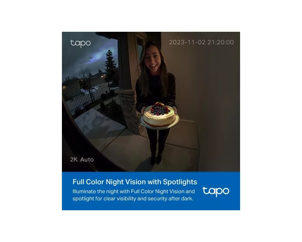 Цифрова IP камера TP LINK нтелигентен видео звънец за врата Tapo D210, 2K QHD (2560×1440),160° зрителен ъгъл, microSD до 512 GB, 2.4Ghz, AI-разпознаване 4