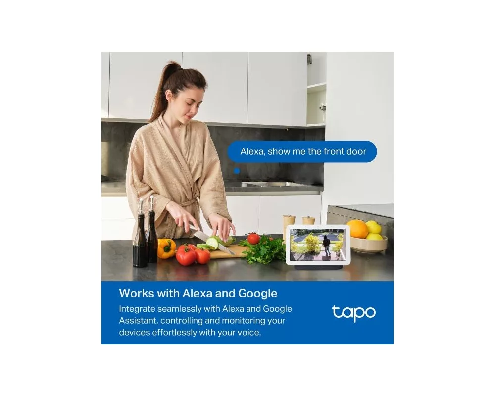 Цифрова IP камера TP LINK нтелигентен видео звънец за врата Tapo D210, 2K QHD (2560×1440),160° зрителен ъгъл, microSD до 512 GB, 2.4Ghz, AI-разпознаване 8