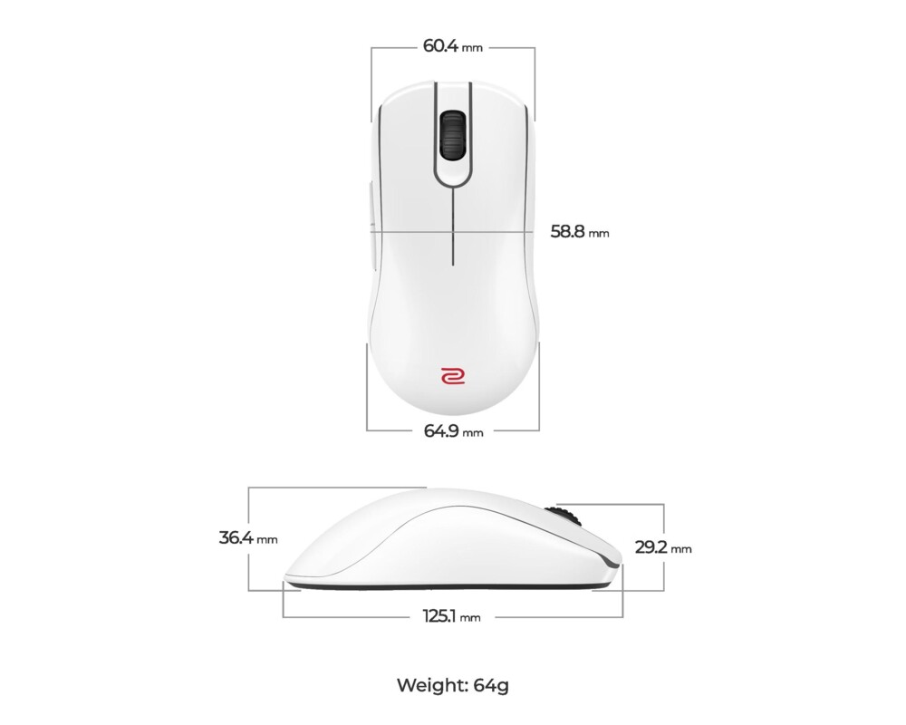 Мишка Геймърска безжична мишка ZOWIE FK2-DW 4K, бяла 6