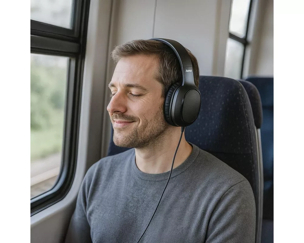 Слушалки HAMA Слушалки с микрофон "Fun C", USB-C, водач за кабел от едната страна, черни 4