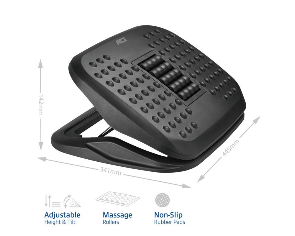 Охлаждаща подложка ACT Ергономична регулируема поставка за крака с масажни ролки 3