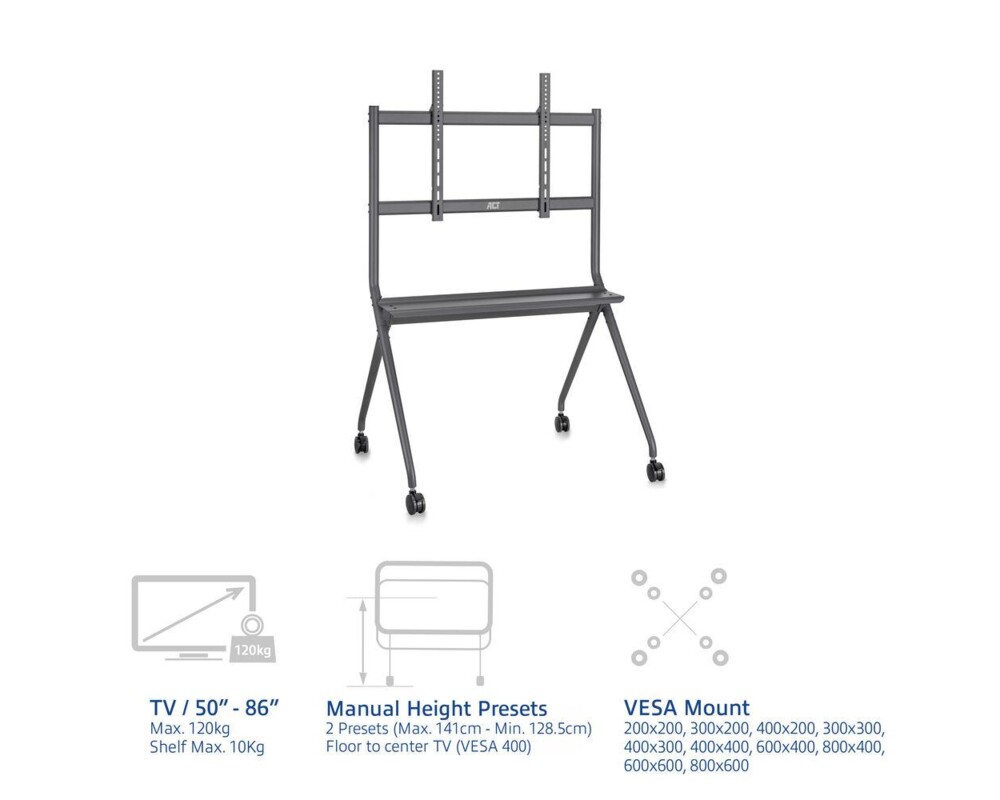 Стойка ACT Мобилна стойка TV 50-86", до 120кг 2