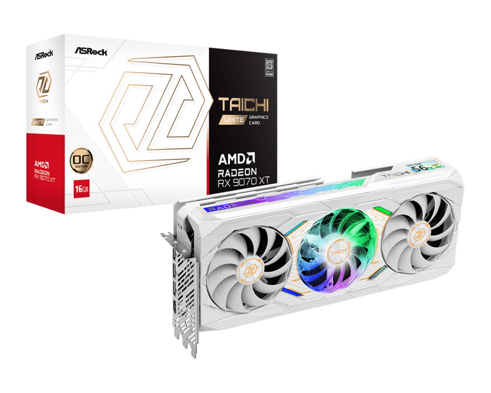 Видеокарта ASRock Radeon RX 9070 XT Taichi White 16GB OC 7