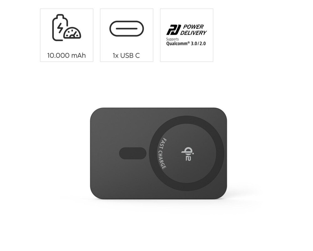 Външна батерия HAMA Безжична външна батерия Qi2, 10000mAh, индуктивно зареждане, антрацит 8