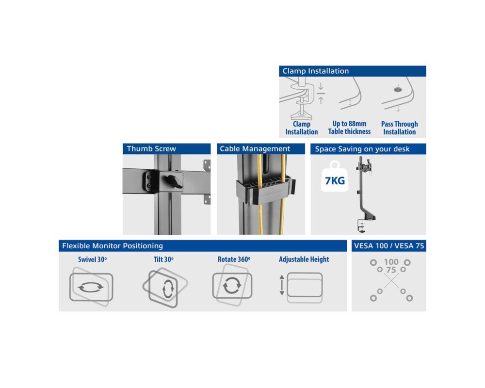 Стойка ACT Стойка за 2 бр мониторa 27" с регулиране на височината 8
