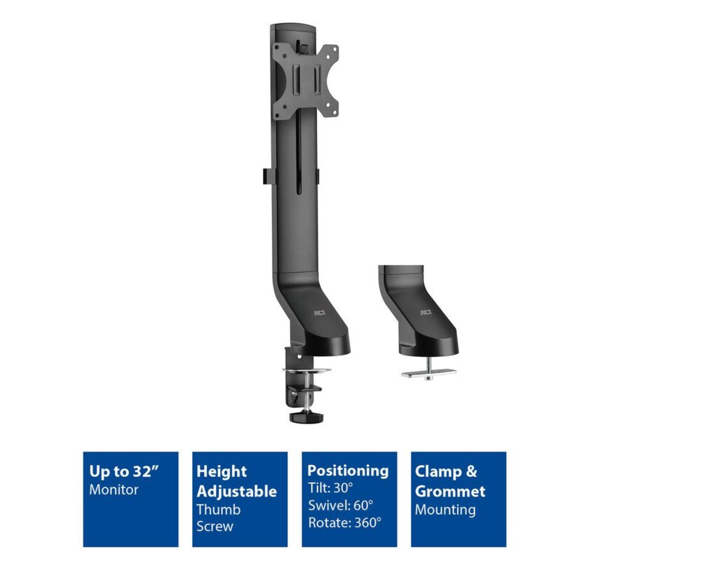 Стойка ACT Стойка за 1 бр монитор до 32" с регулиране на височината 3