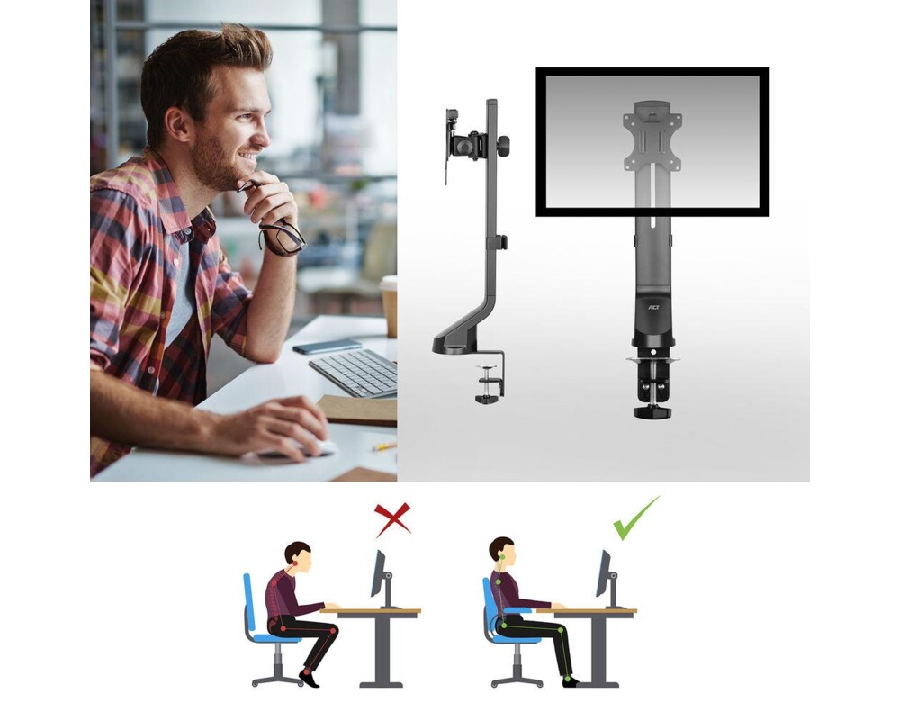 Стойка ACT Стойка за 1 бр монитор до 32" с регулиране на височината 5