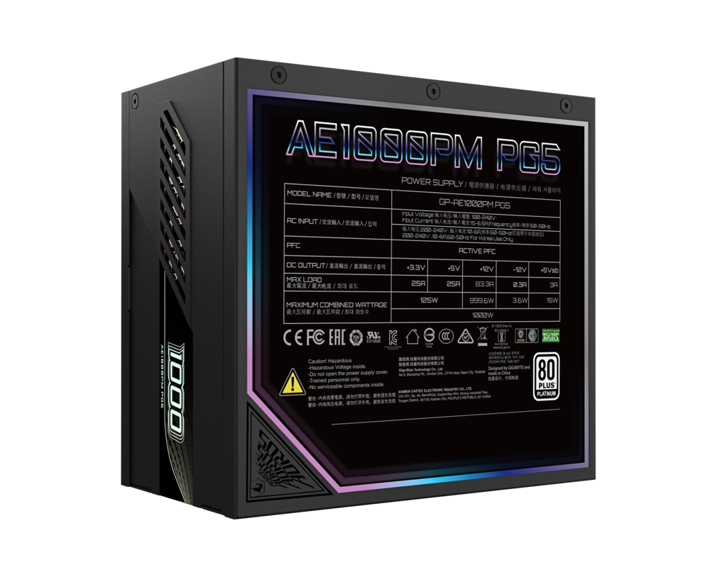 Захранване Gigabyte AORUS ELITE P1000W 80+ Platinum, PCIe 5.0 13