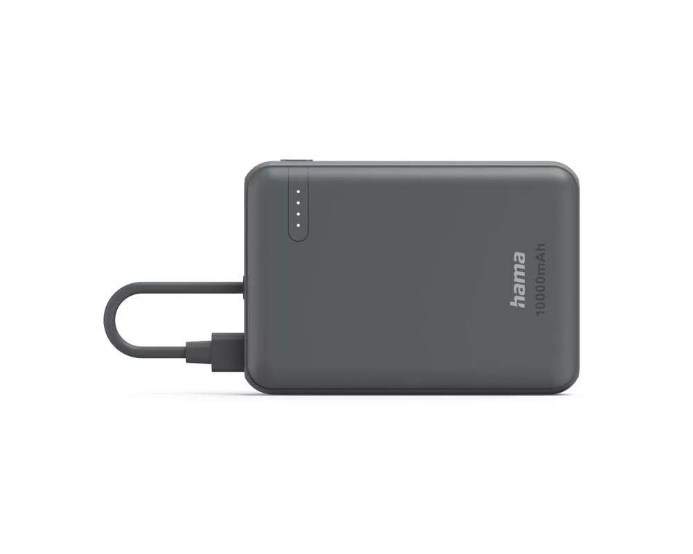 Външна батерия HAMA Външна батерия „Travel“ с кабел, 10000mAh, 2 изхода: 2x USB-C, антрацит 3