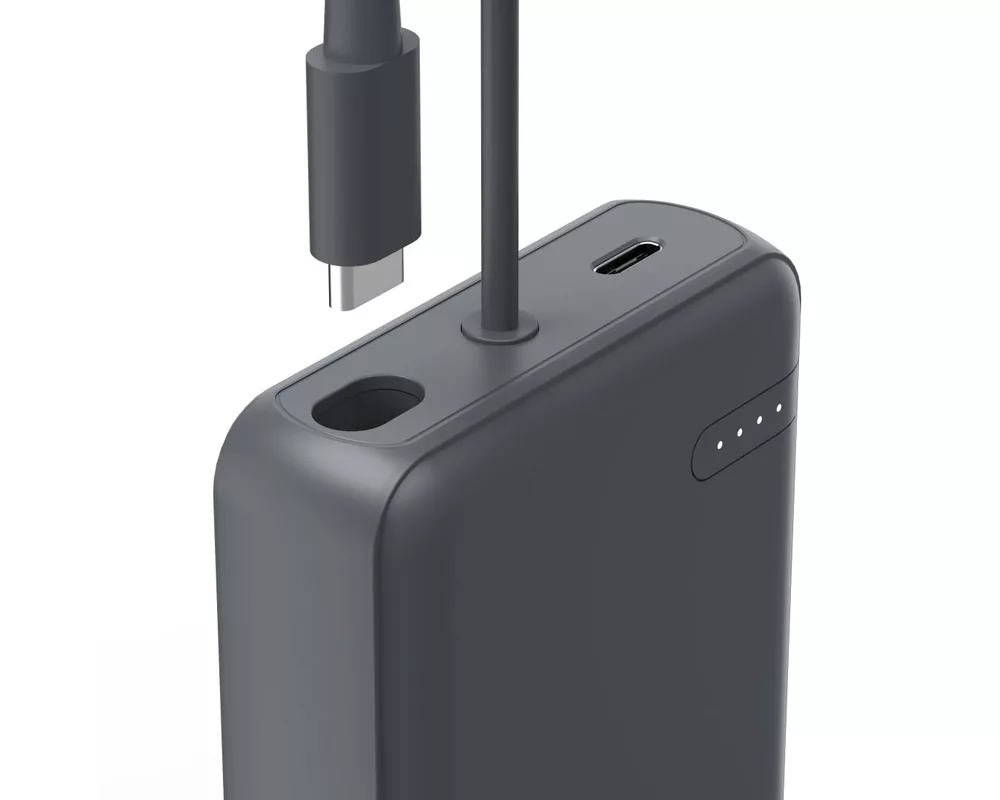 Външна батерия HAMA Външна батерия „Travel“ с кабел, 10000mAh, 2 изхода: 2x USB-C, антрацит 4
