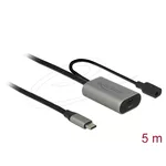 Кабел Delock Кабел активен удължителен USB-C към USB-C женско , 5m, (доп. DC захранващ сокет за опцион. захр.) 3