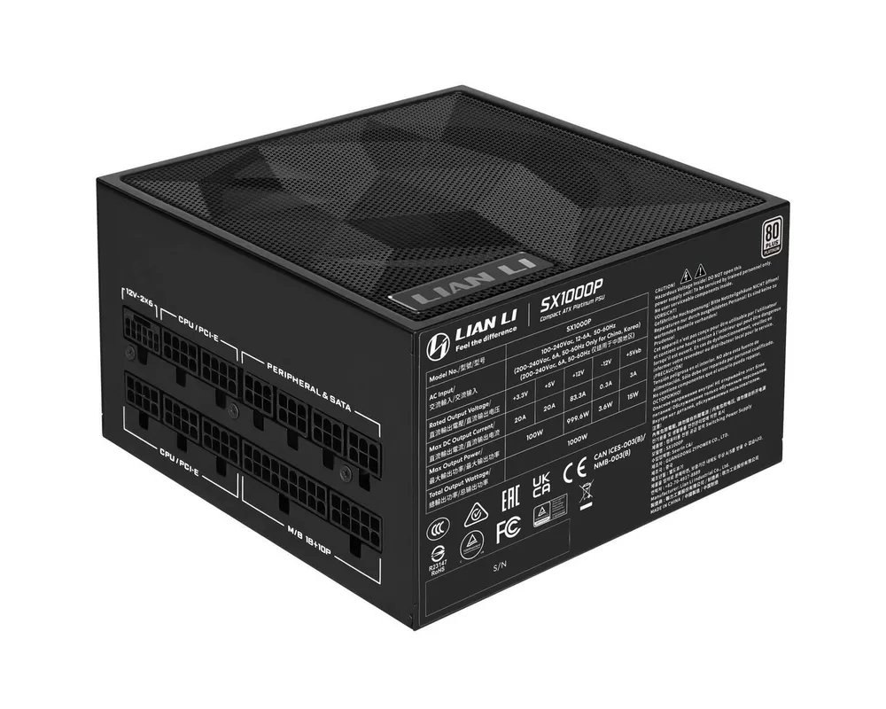 Захранване Lian Li SX1000P Black 1000W 80+ Platinum PCIe 5.1, ATX 3.1 3