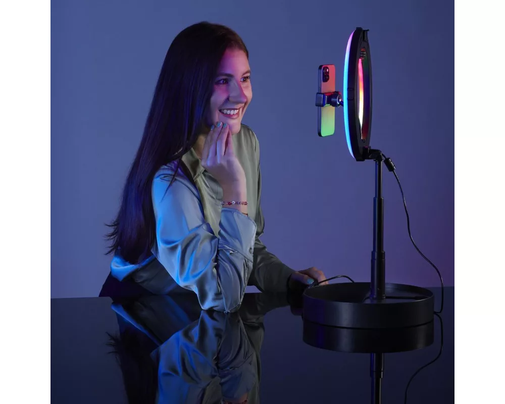 Фото и видео аксесоари Hama LED Лампа със статив "SpotLight FoldUp RGB 102" LED-RGB, комплект за смартфон, сгъваема 7