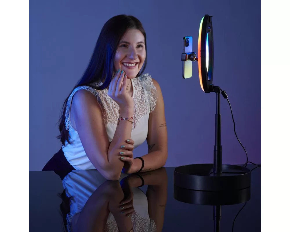 Фото и видео аксесоари Hama LED Лампа със статив "SpotLight FoldUp RGB 102" LED-RGB, комплект за смартфон, сгъваема 8
