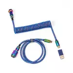 <span>Геймърски аксесоари</span> Кабел за клавиатура Keychron Colorful Premium Coiled Cable, USB-C - USB-C, Rainbow Blue <span class='catalog-num-in-name'>ACC-Cab-6</span> - 