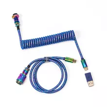  Кабел за клавиатура Keychron Colorful Premium Coiled Cable, USB-C - USB-C, Rainbow Blue 889425 ACC-Cab-6 на топ цена - PIC.bg