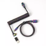 <span>Геймърски аксесоари</span> Кабел за клавиатура Keychron Colorful Premium Coiled Angled, USB-C - USB-C, Rainbow Plated Black <span class='catalog-num-in-name'>ACC-Cab-7</span> - 