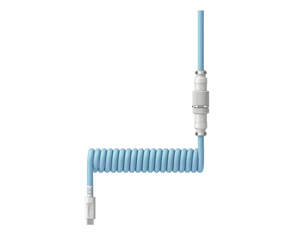 Геймърски аксесоари Кабел за клавиатура HyperX Coiled Cable USB-C Light Blue-White 3