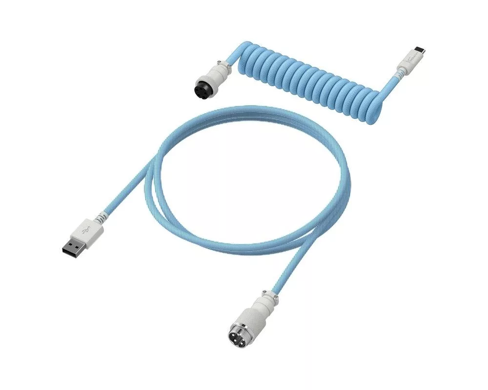 Геймърски аксесоари Кабел за клавиатура HyperX Coiled Cable USB-C Light Blue-White 2