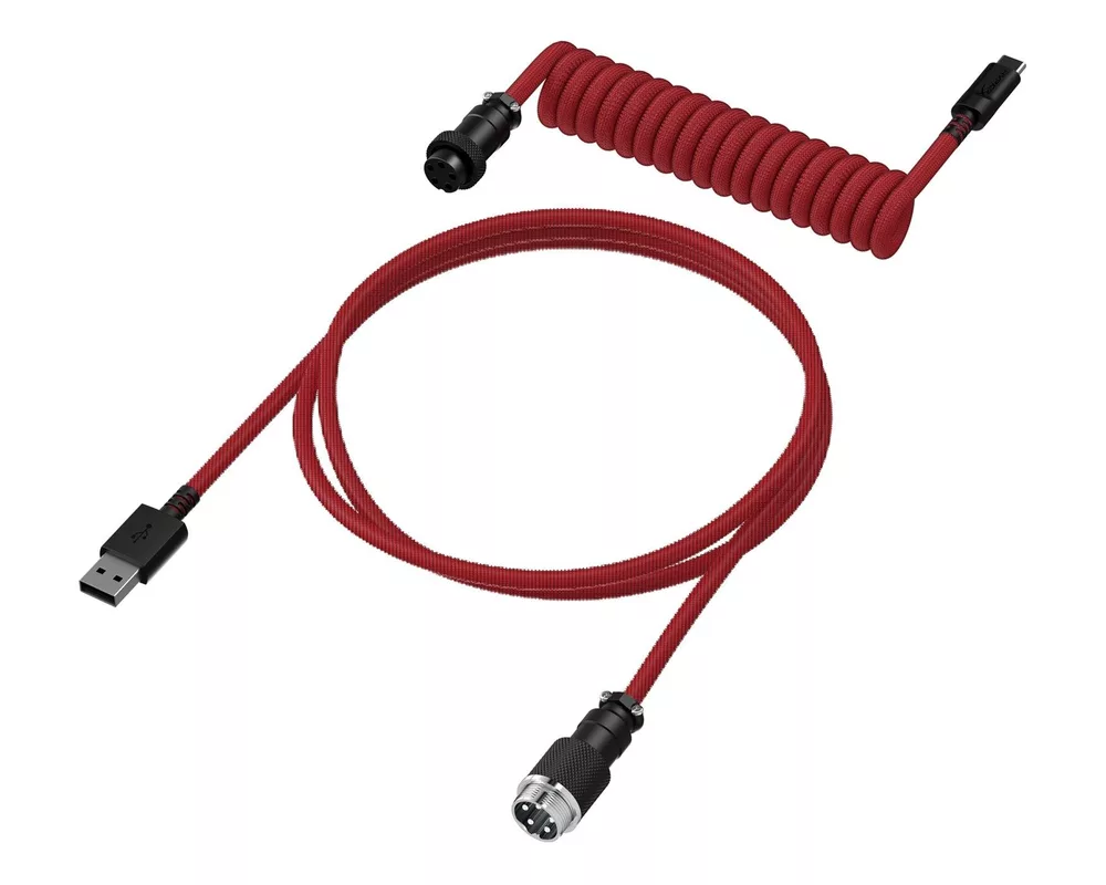 Геймърски аксесоари Кабел за клавиатура HyperX Coiled Cable USB-C Red-Black 2