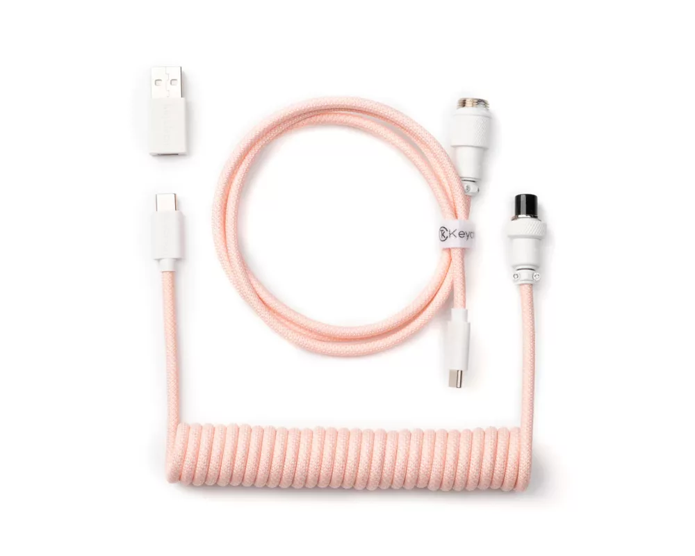 Геймърски аксесоари Кабел за клавиатура Keychron Coiled Aviator Light Pink 2
