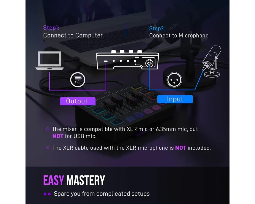 Геймърски аксесоари Аудио Миксер FIFINE SC3 RGB Audio Interface - Black 9