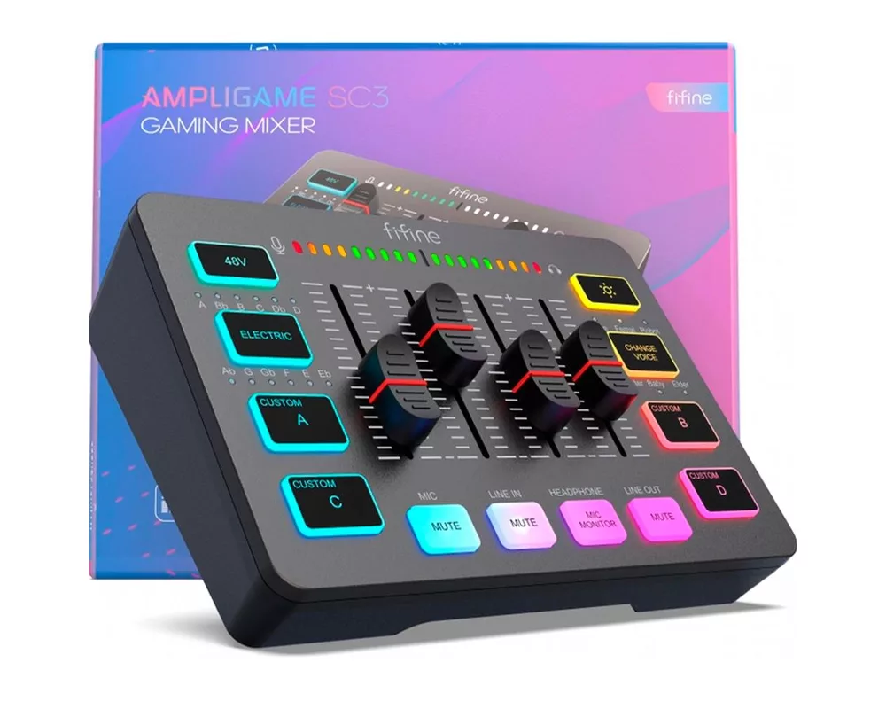 Геймърски аксесоари Аудио Миксер FIFINE SC3 RGB Audio Interface - Black 11