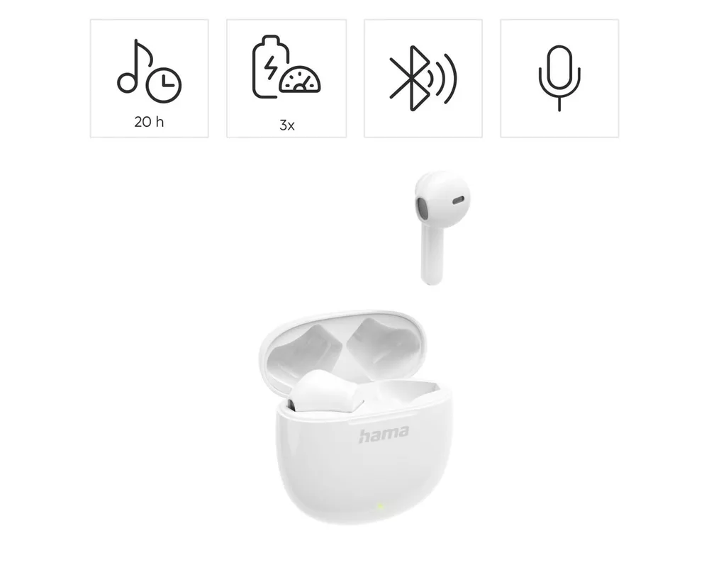 Слушалки Hama Блутут слушалки "Action One", TWS, Earbuds, бял 9