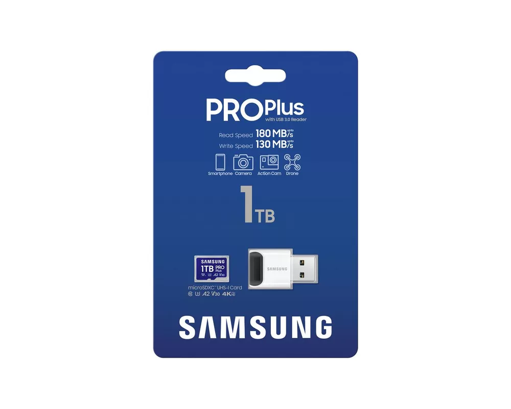 Флаш карта Samsung PRO Plus 1 TB, microSDXC UHS-I Class 10, с адаптер 5
