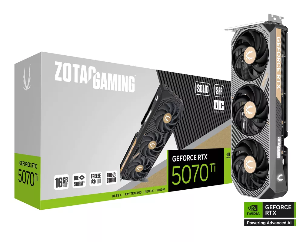 Видеокарта ZOTAC GAMING RTX 5070 TI Solid SFF OC 16GB GDDR7 7