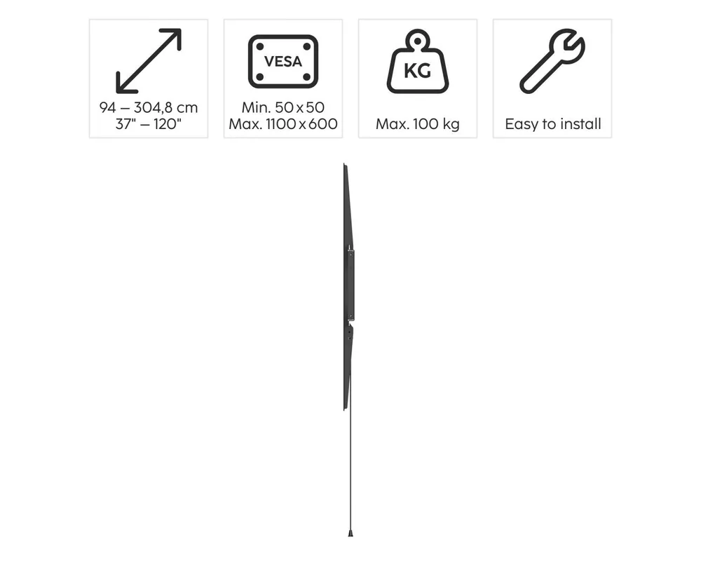 Стойка , 120" (305 см) до 100 кг, разстояние от стената 2,8 см 8