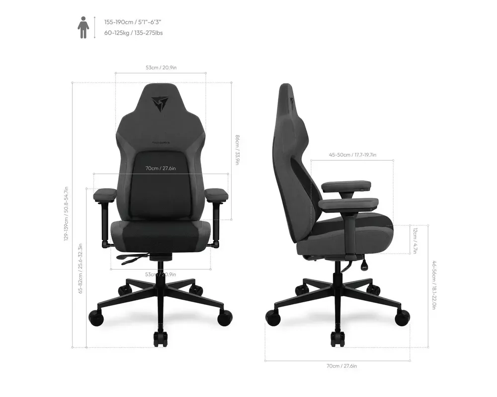 Геймърски стол ThunderX3 CORE Smart Ergonomic Mesh - Черен 8