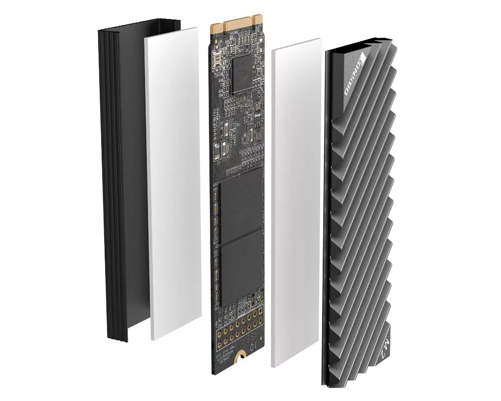 Аксесоар за съхранение Пасивен охладител Jonsbo M.2 SSD, оребрен, Сив 5