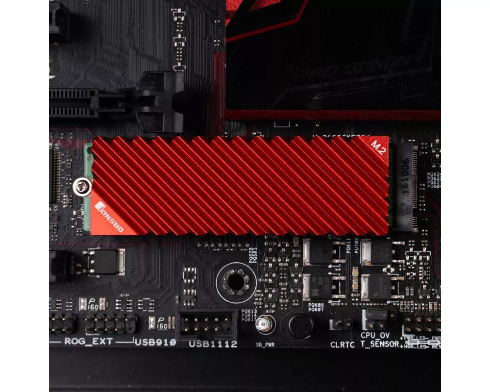 Аксесоар за съхранение Пасивен охладител Jonsbo M.2 SSD, оребрен, Червен 9