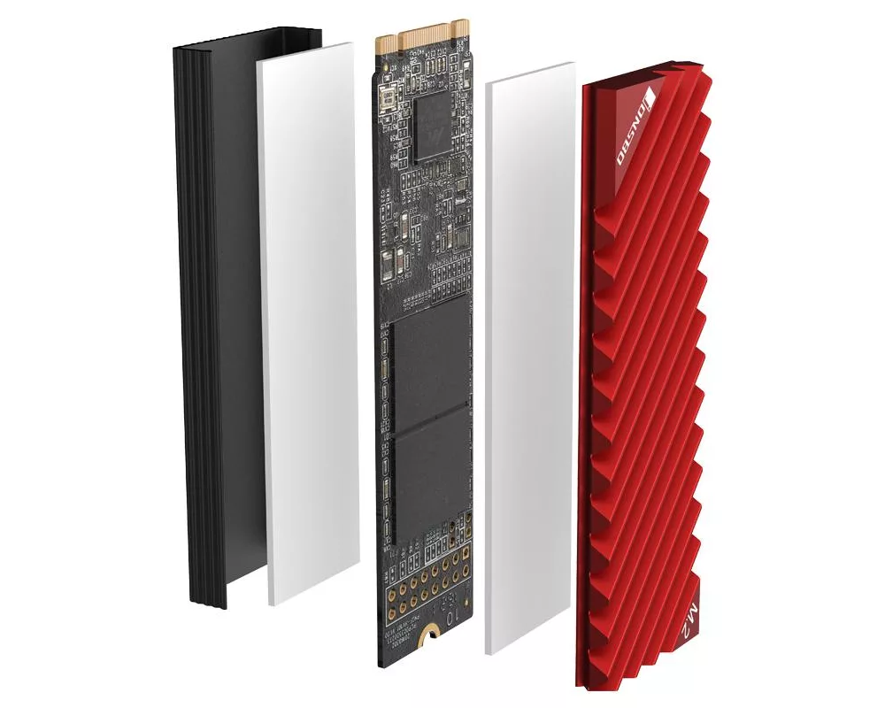 Аксесоар за съхранение Пасивен охладител Jonsbo M.2 SSD, оребрен, Червен 6