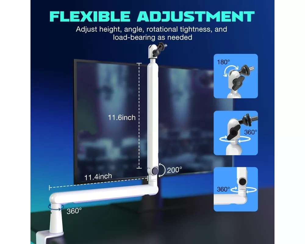 Стойка за микрофон FIFINE BM88 White High End Boom Arm Stand 6