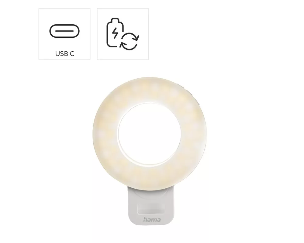 Осветително тяло Hama LED Ринг Лампа "ToGo", 3 режима, презареждаема, USB-C 12