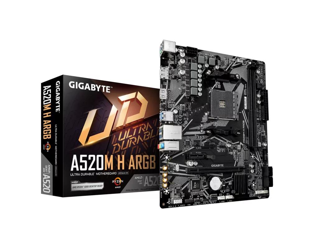 Дънна платка GIGABYTE A520M H ARGB, Socket AM4 4