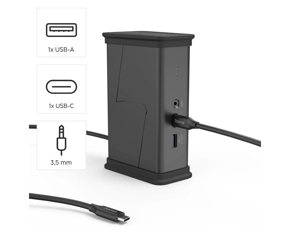 Докинг станция HAMA Докинг станция USB-C "Connect2Office Black", 9 порта, 2x HDMI™, USB-A, USB-C, LAN 10