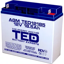 Оловна батерия TED ELECTRIC, 12V, 18.5Ah, 181/ 76/ 167 mm, AGM 904013 TED-12V-18.5-AGM на топ цена - PIC.bg