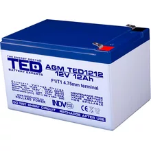  Оловна Батерия TED ELECTRIC, 12V, 12Ah, 152/ 98/ 96 mm, AGM 904028 TED-12V-12-AGM на топ цена - PIC.bg