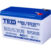  Оловна батерия TED ELECTRIC, AGM, 12V, 7Ah, 151/ 65/ 94 mm, Терминал2 904047 TED-12V-7AH-AGM на топ цена - PIC.bg