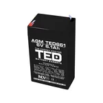 <span>Батерия</span> Оловна Батерия TED ELECTRIC, 6V, 6.1Ah, 70/ 47/ 100 mm, AGM <span class='catalog-num-in-name'>TED-6V-4.5-AGM</span> - 