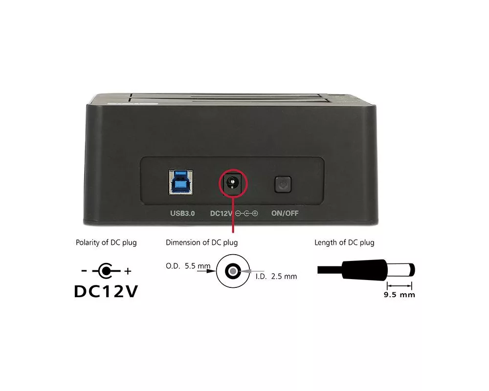 Аксесоар за съхранение Външна докинг станция Delock 62661, за 2.5"/3.5" HDD/SSD, USB 3.0, Функция за клониране, Черен 5