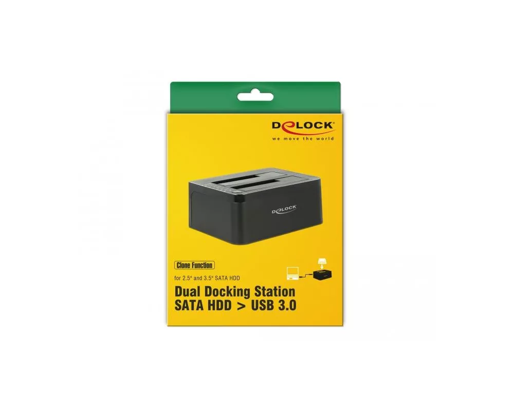 Аксесоар за съхранение Външна докинг станция Delock 62661, за 2.5"/3.5" HDD/SSD, USB 3.0, Функция за клониране, Черен 7