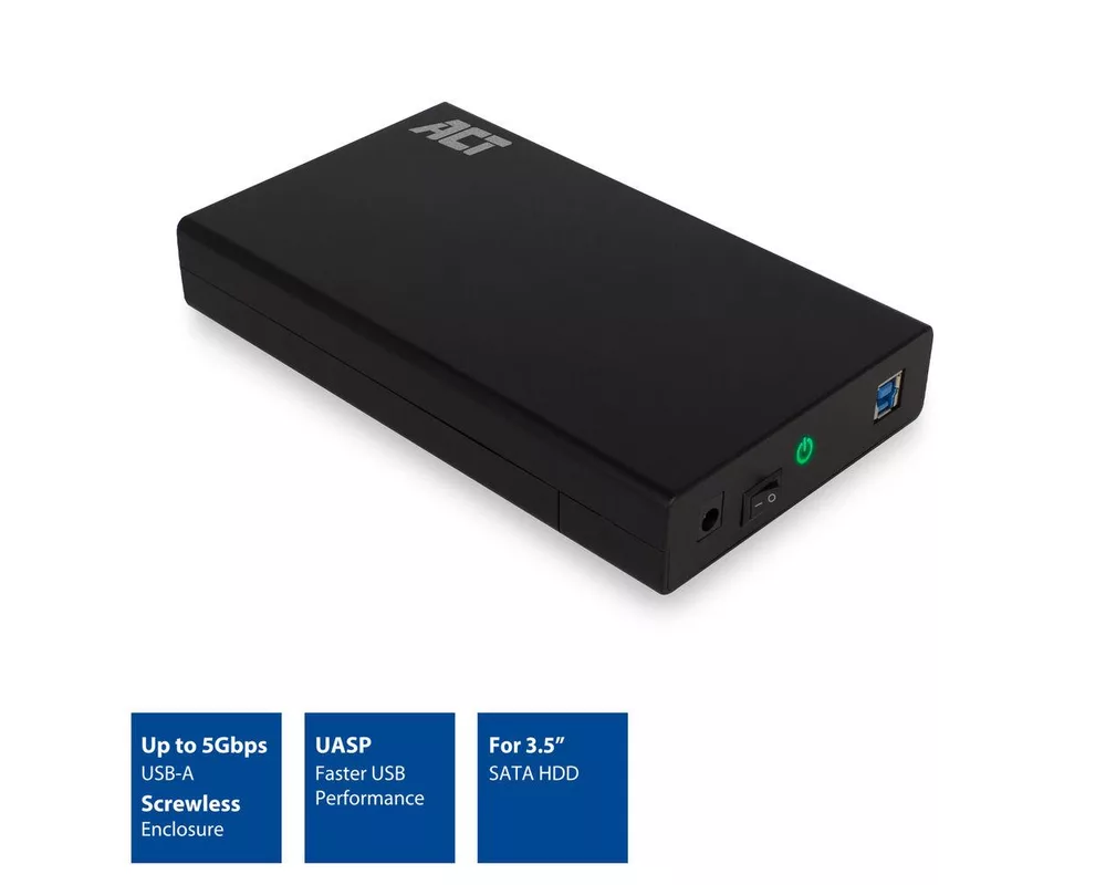 Аксесоар за съхранение Чекмедже за твърд диск ACT AC1405, 3.5", SATA, USB 3.1 Gen1 (USB 3.0), Черен 4