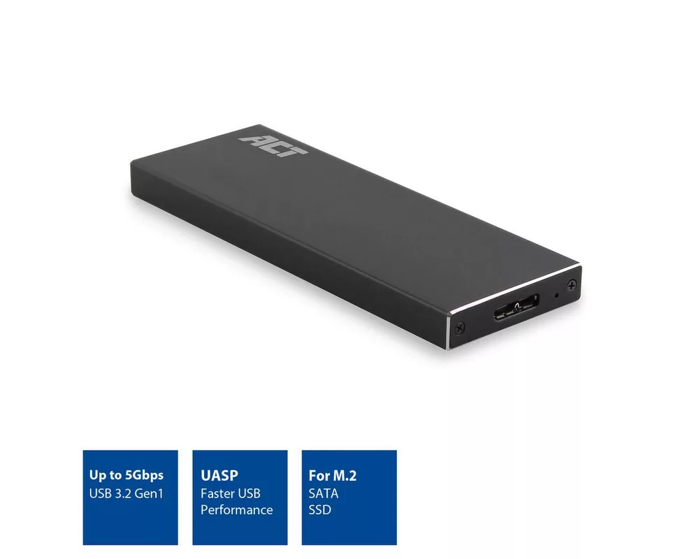 Аксесоар за съхранение Чекмедже за твърд диск ACT AC1600, M.2 SSD, USB 3.2 Gen1, Черен 2