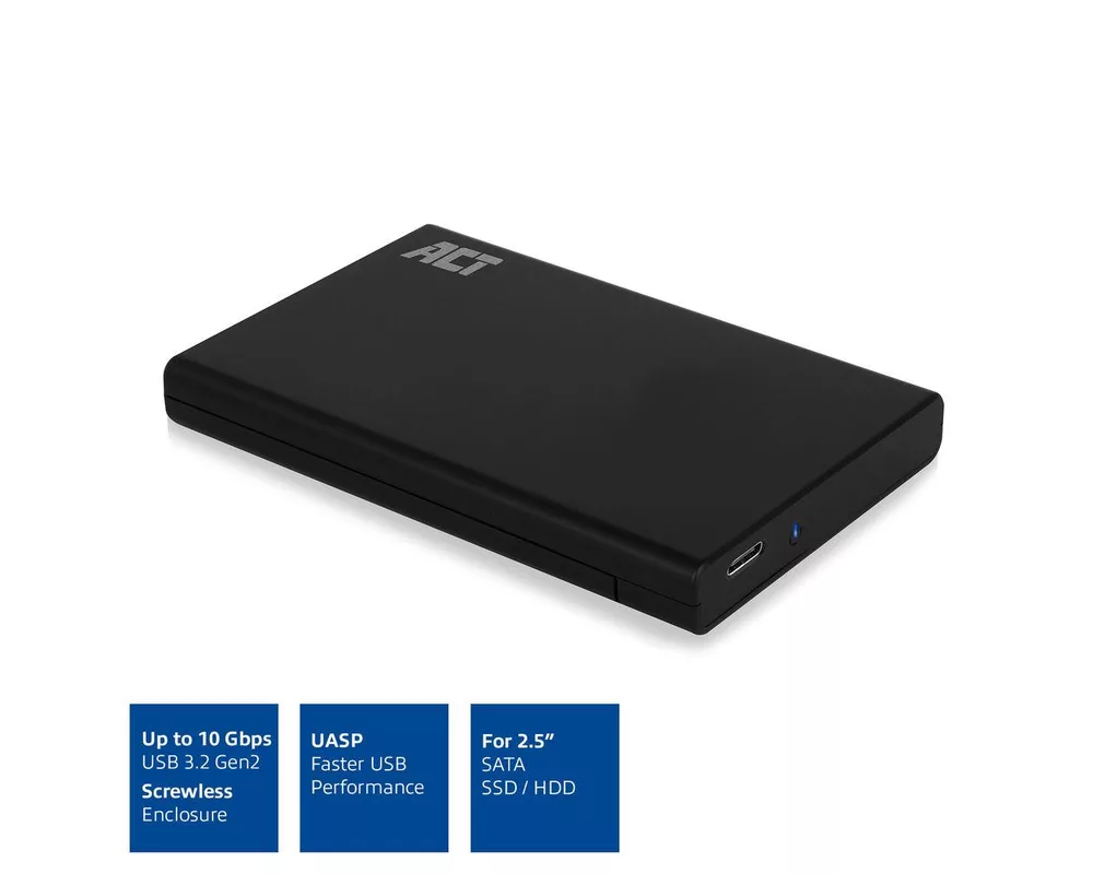 Аксесоар за съхранение Чекмедже за твърд диск ACT AC1225, SATA, 2.5", USB-C 3.2 Gen2, Черен 2